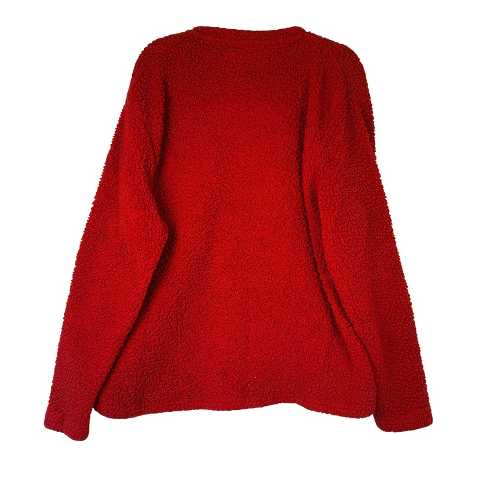 Original Penguin Mens Red Sherpa Fleece Quarter Snap Pullover Sweater Large - Picture 3 of 5